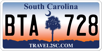 SC license plate BTA728