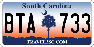 SC license plate BTA733