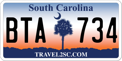 SC license plate BTA734