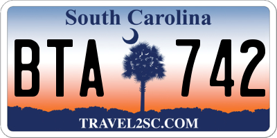 SC license plate BTA742