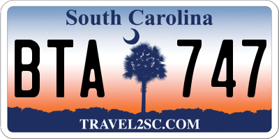 SC license plate BTA747