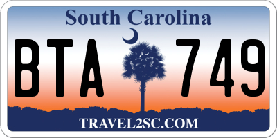 SC license plate BTA749