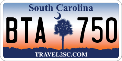 SC license plate BTA750