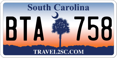 SC license plate BTA758
