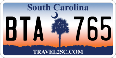 SC license plate BTA765