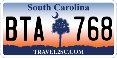 SC license plate BTA768