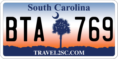 SC license plate BTA769