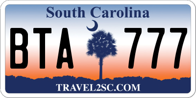 SC license plate BTA777