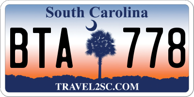 SC license plate BTA778