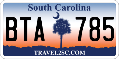 SC license plate BTA785