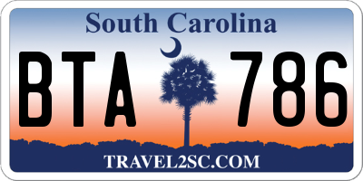 SC license plate BTA786
