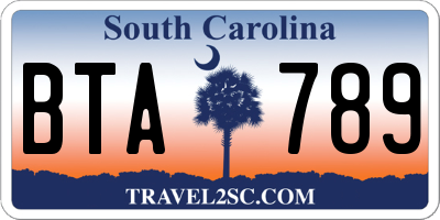 SC license plate BTA789