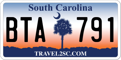 SC license plate BTA791