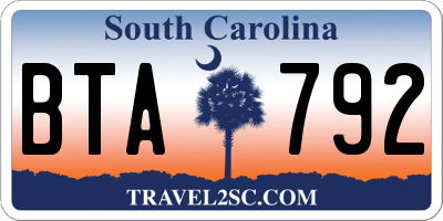 SC license plate BTA792
