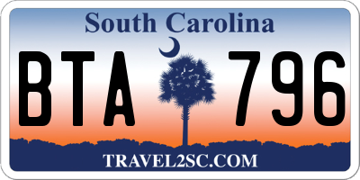 SC license plate BTA796