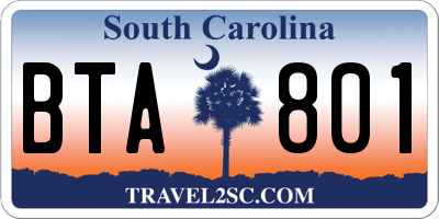 SC license plate BTA801
