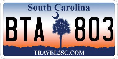 SC license plate BTA803