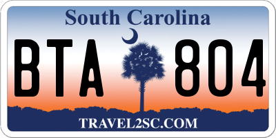 SC license plate BTA804