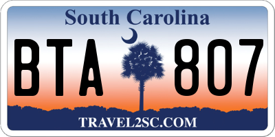 SC license plate BTA807