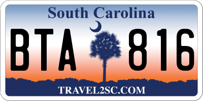 SC license plate BTA816