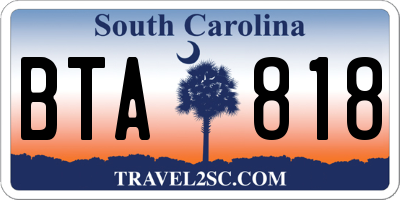 SC license plate BTA818