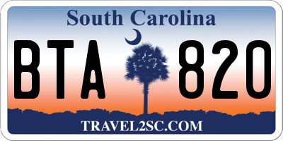 SC license plate BTA820