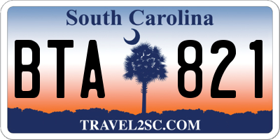 SC license plate BTA821