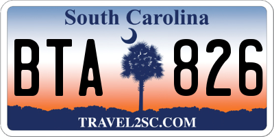 SC license plate BTA826