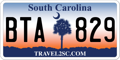 SC license plate BTA829