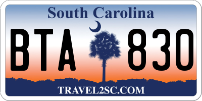 SC license plate BTA830