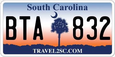 SC license plate BTA832