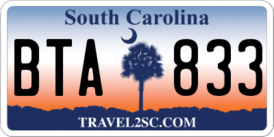 SC license plate BTA833