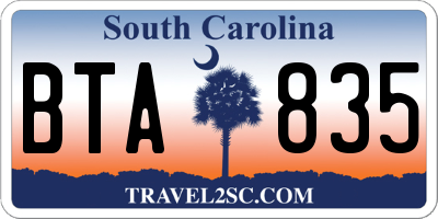 SC license plate BTA835