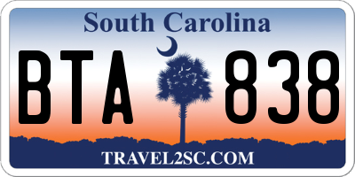 SC license plate BTA838