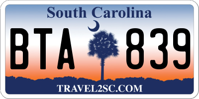 SC license plate BTA839