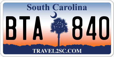 SC license plate BTA840