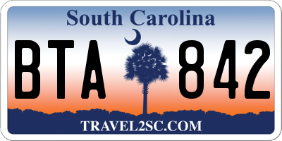 SC license plate BTA842