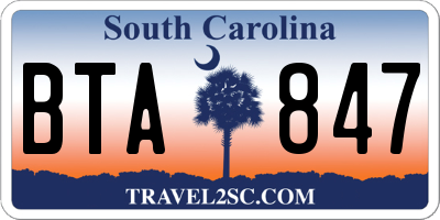 SC license plate BTA847