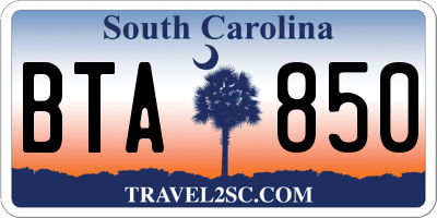 SC license plate BTA850
