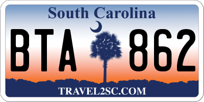 SC license plate BTA862