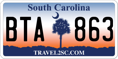 SC license plate BTA863