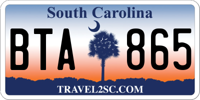 SC license plate BTA865