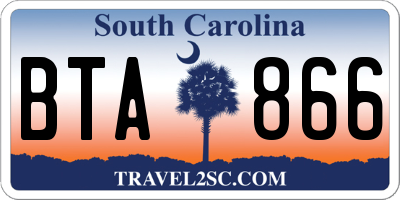 SC license plate BTA866