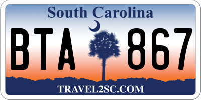 SC license plate BTA867