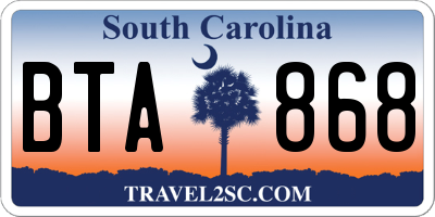 SC license plate BTA868