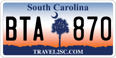 SC license plate BTA870