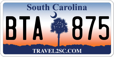 SC license plate BTA875