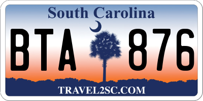 SC license plate BTA876