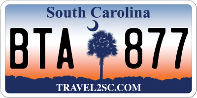 SC license plate BTA877