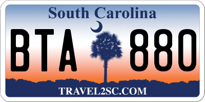 SC license plate BTA880